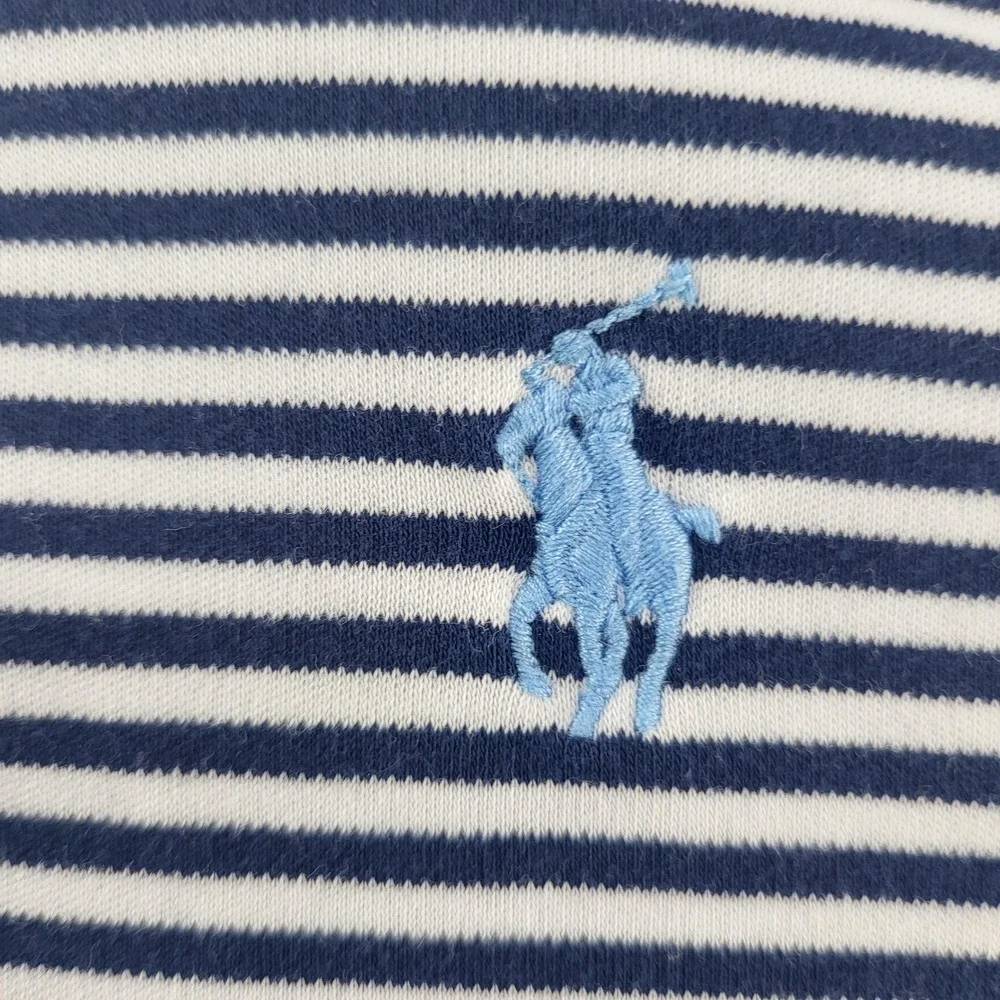 Polo Ralph Lauren Polo Shirt Mens XL Blue Striped Pima‎ Soft Touch Short Sleeve